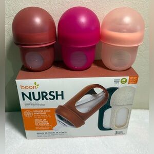 Boon Nursh Silicone Pouch Feeder Bottles 8 oz - (6 total bottles).